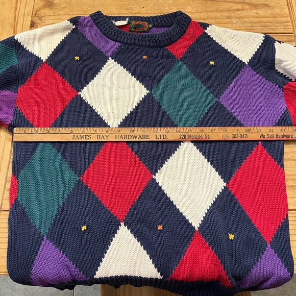 Vintage Boston Traders 1980s men’s sweater diamonds adult medium - Picture 8 of 9